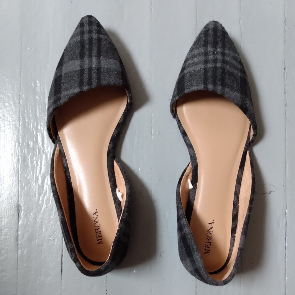 Merona Gray Plaid Pointed Toe Flats